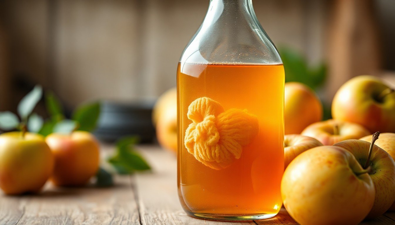Apple cider vinegar with visible mother culture