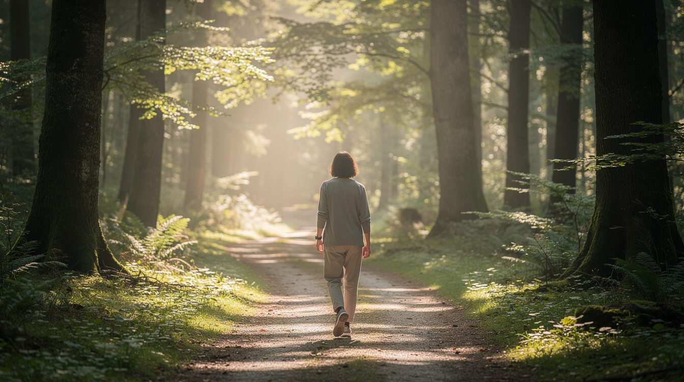 walking for mental health and stress relief in nature