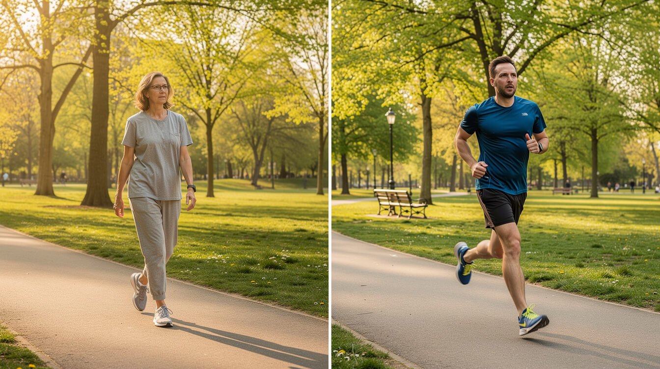 walking vs running exercise comparison