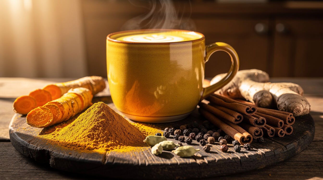 Nghệ, gừng, quế và các loại gia vị chống viêm cho bữa sáng.