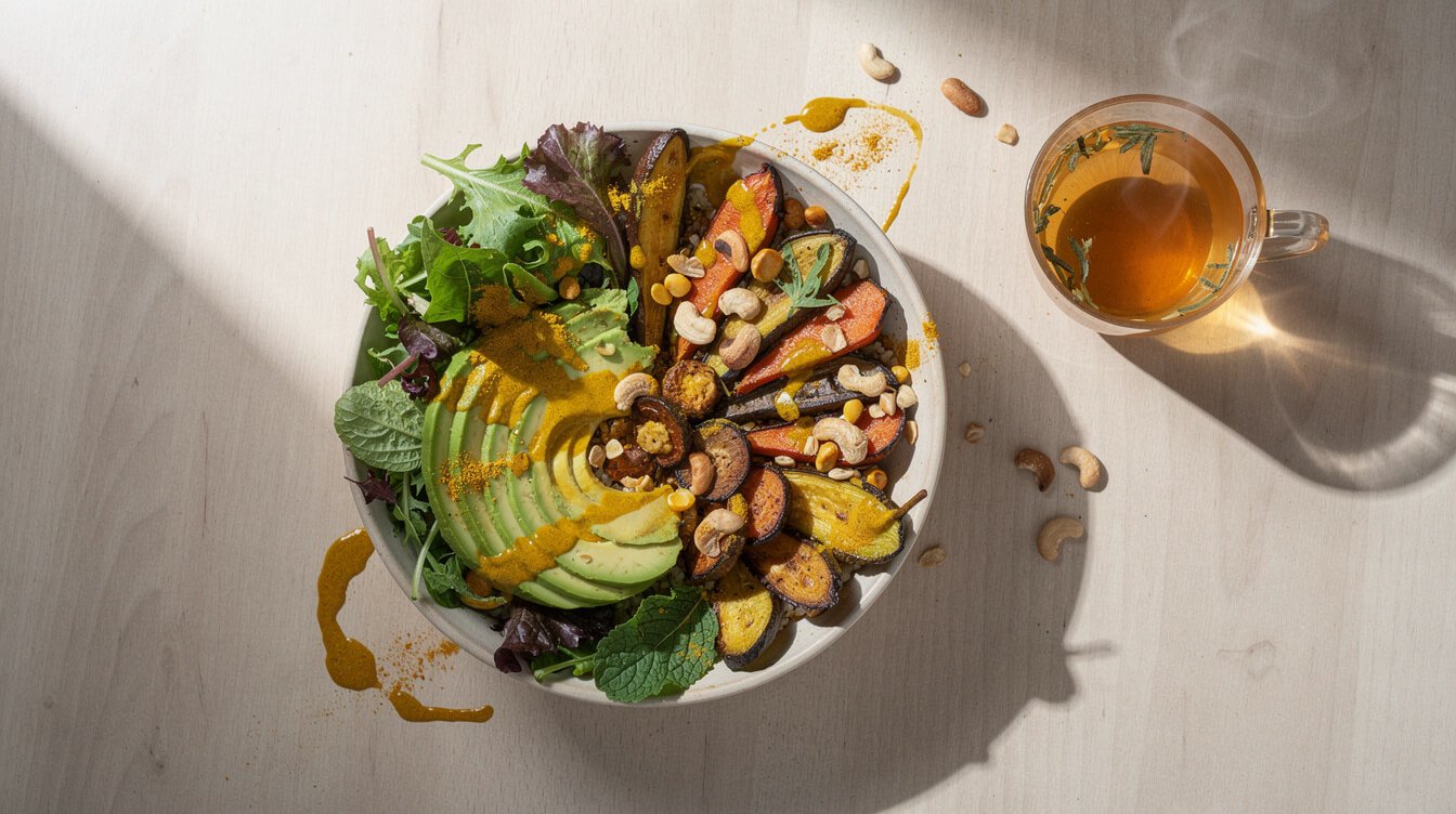 colorful detox lunch bowl with anti-inflammatory foods
