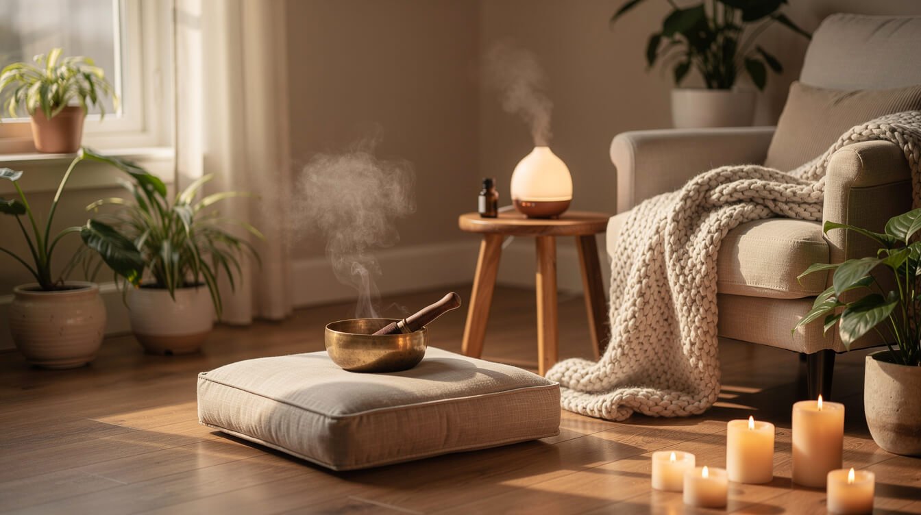 home wellness space for energy healing practice