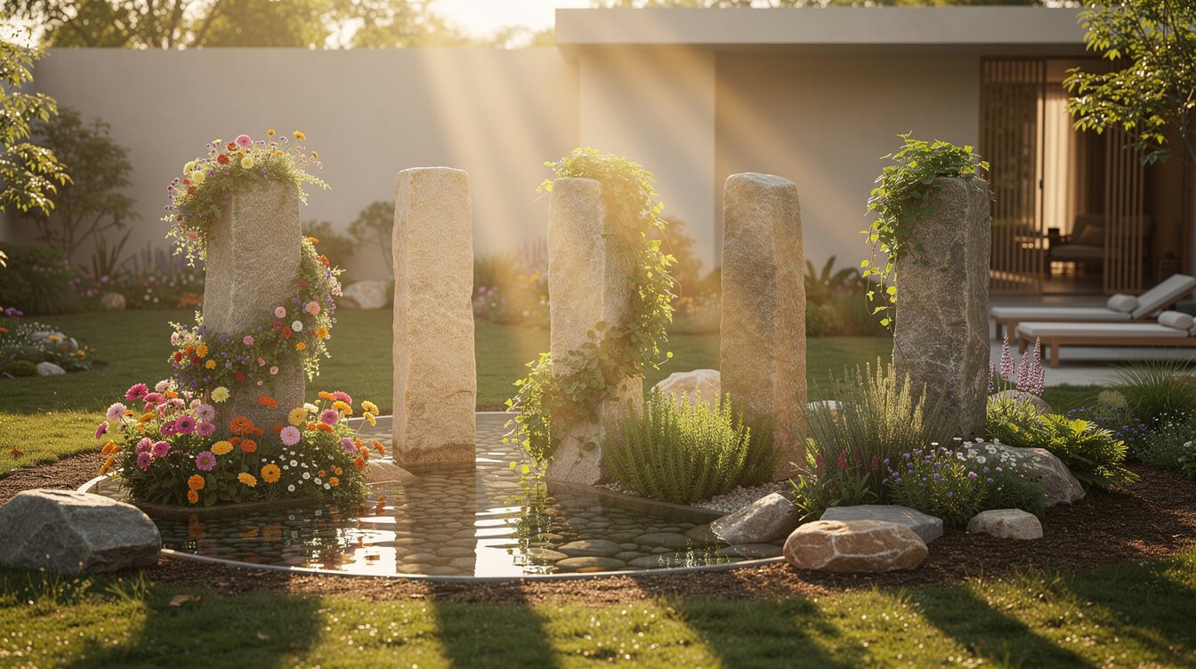 five pillars of holistic wellness in a serene garden setting