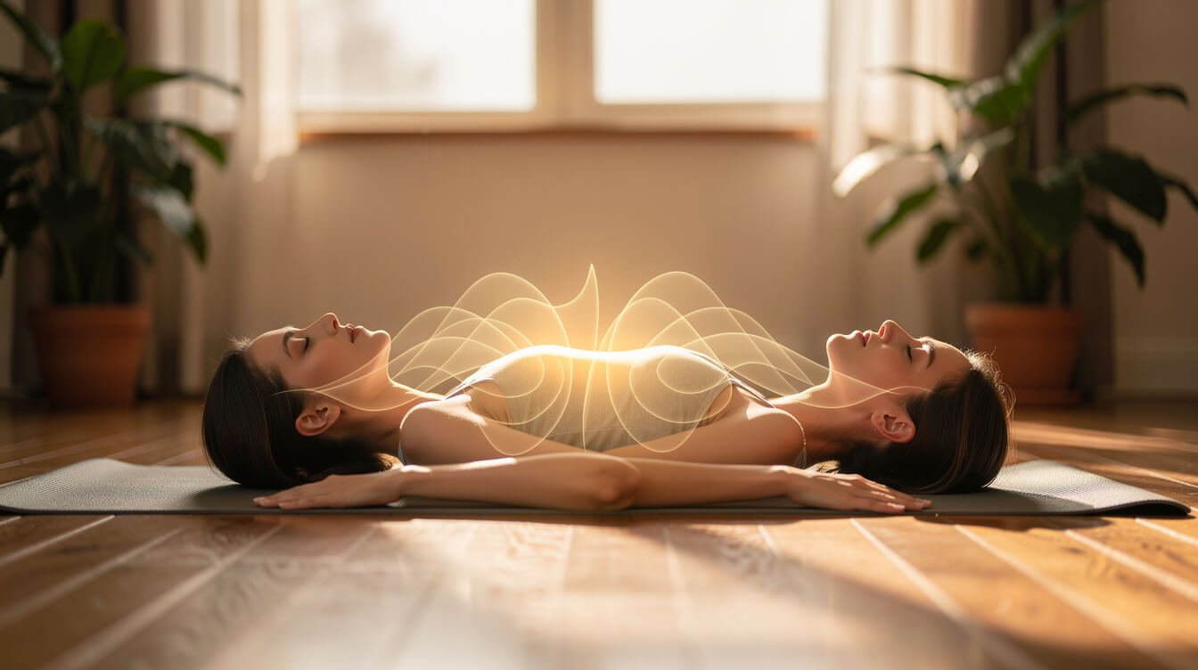 person relaxing during a frequency healing wellness session