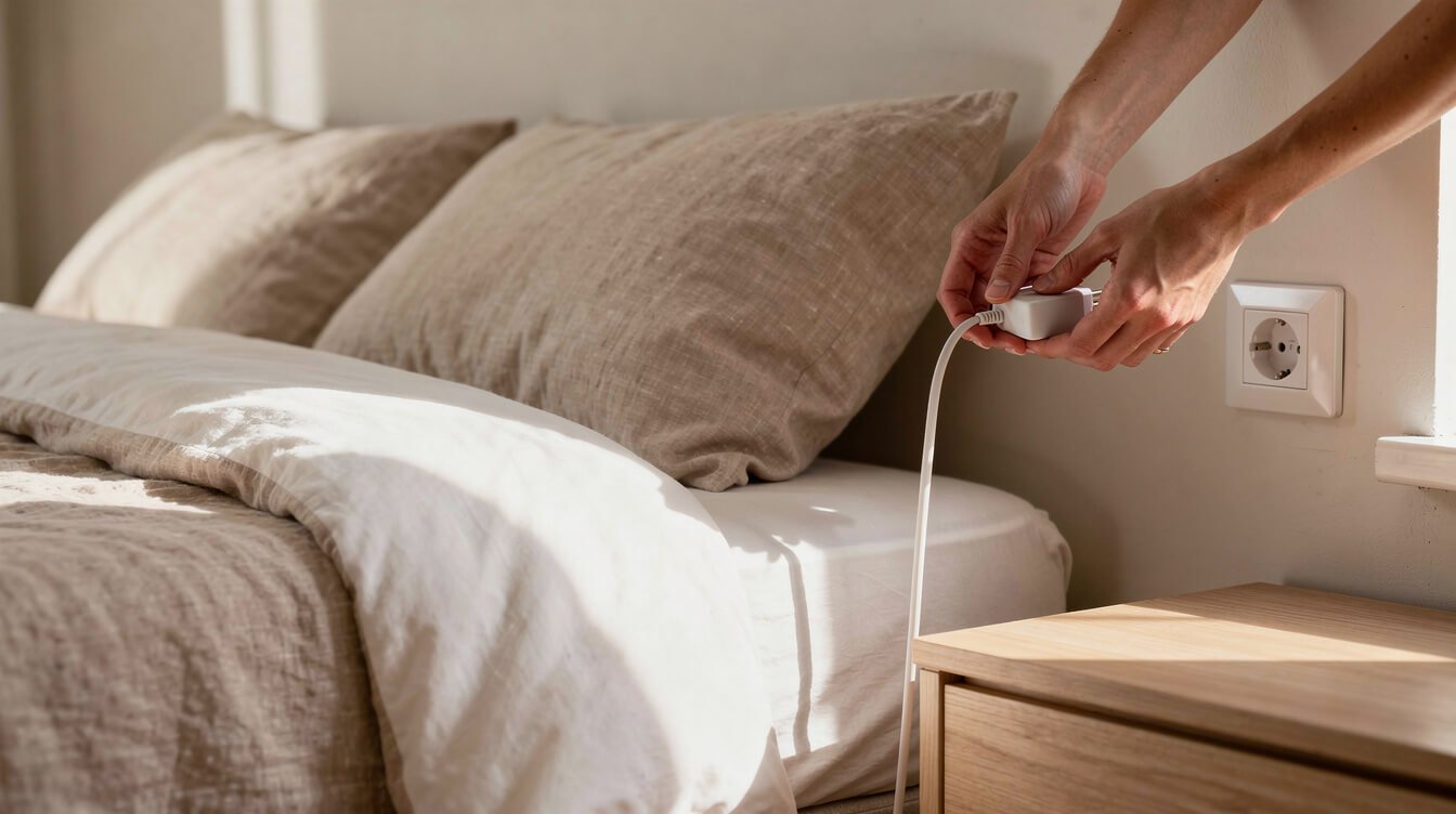 connecting an earthing sheet grounding cord to a wall outlet