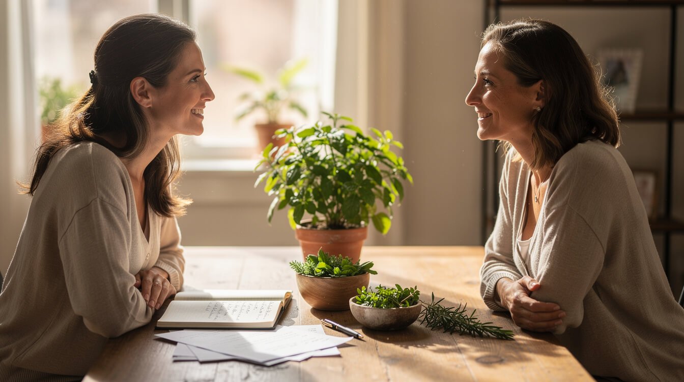 A warm, collaborative conversation between a patient and a practitioner