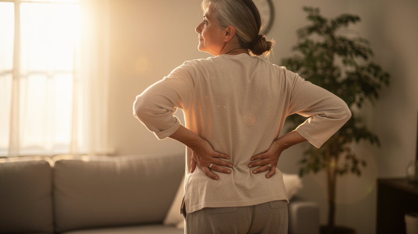 person massaging lower back using a natural therapy for pain