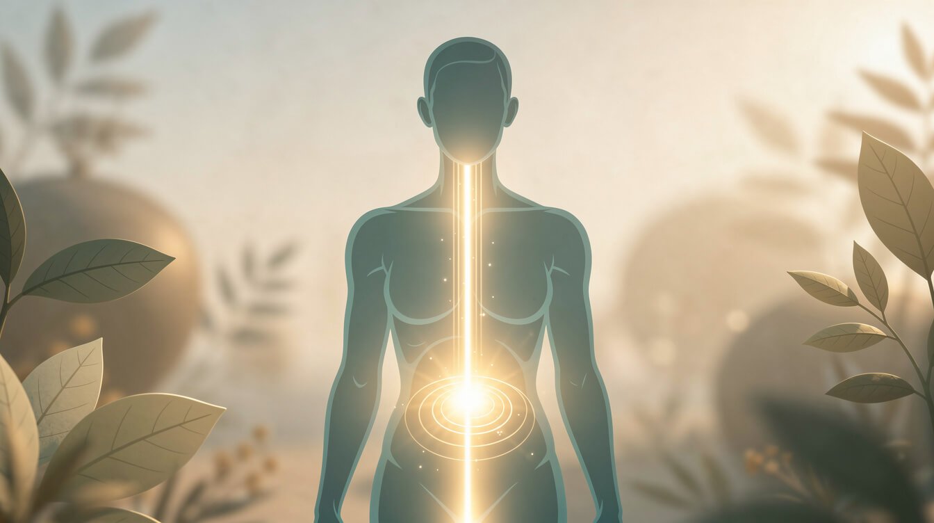 Illustration of the vagus nerve pathway from brain to gut, the body's calm command center