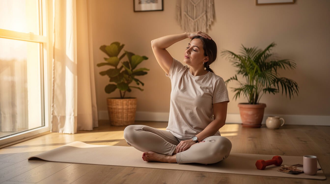 Person doing gentle yoga stretches to build long-term vagal tone