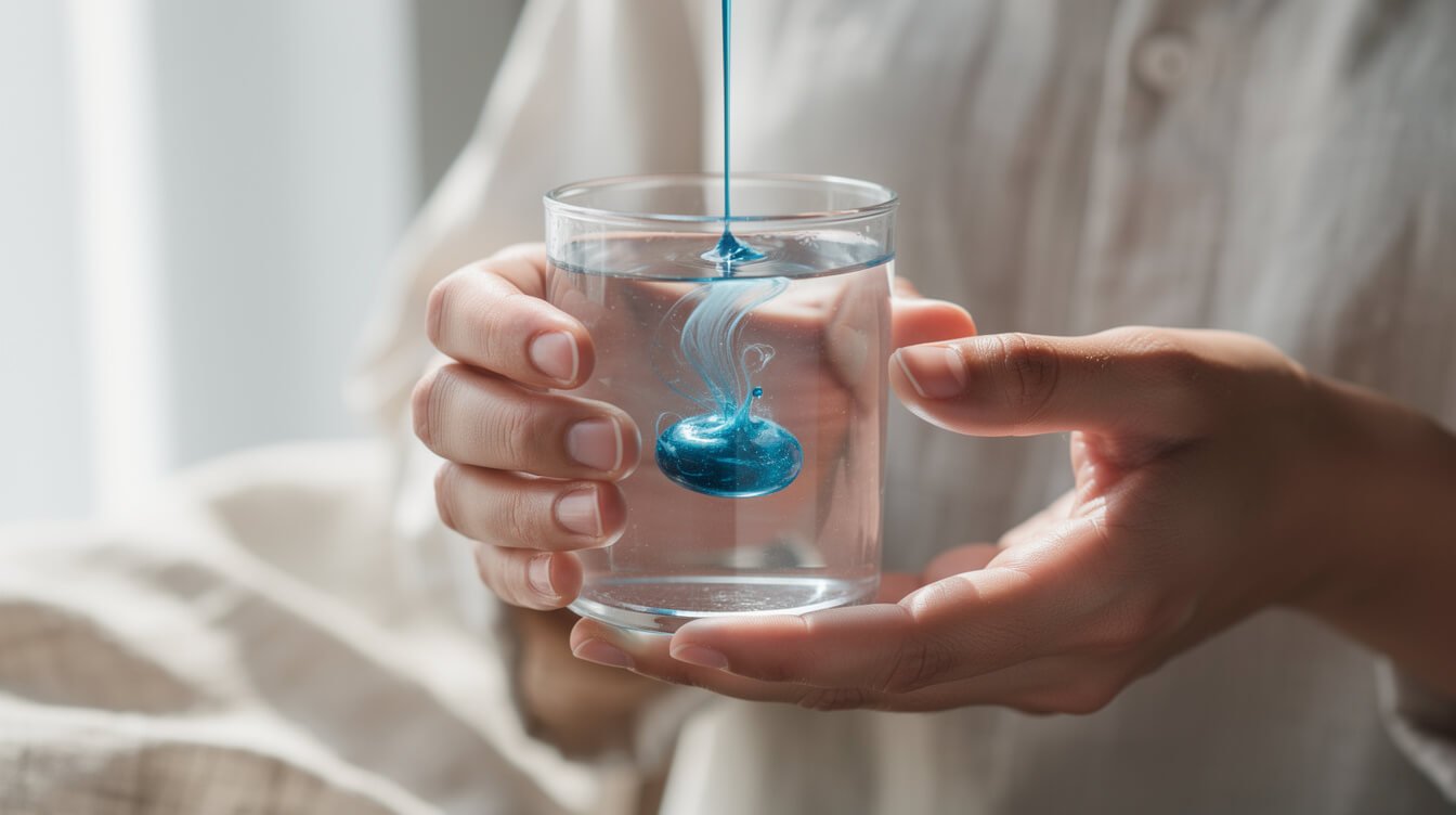 Testing hydrogen water at home with a reagent drop