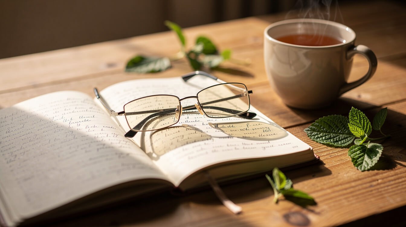 Notebook and herbal tea representing an honest look at the research