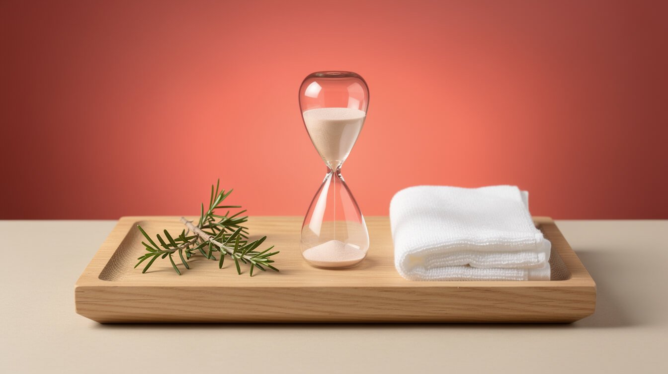 Sand timer symbolizing the right red light therapy session length